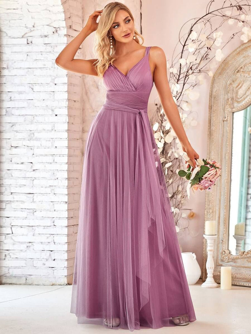 Cammy sleeveless tulle bridesmaid dress in dusky rose size 14 Express NZ wide - Bay Bridal and Ball Gowns