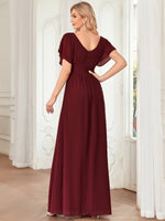 Casey burgundy short sleeve cape style bridesmaid dress Express NZ wide - Bay Bridal and Ball Gowns