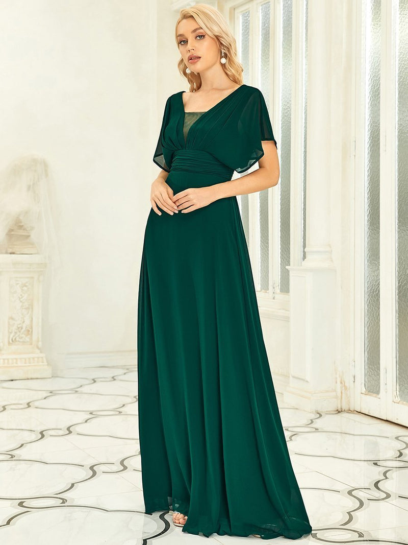 Casey emerald green short sleeve bridesmaid dress Express NZ wide - Bay Bridal and Ball Gowns