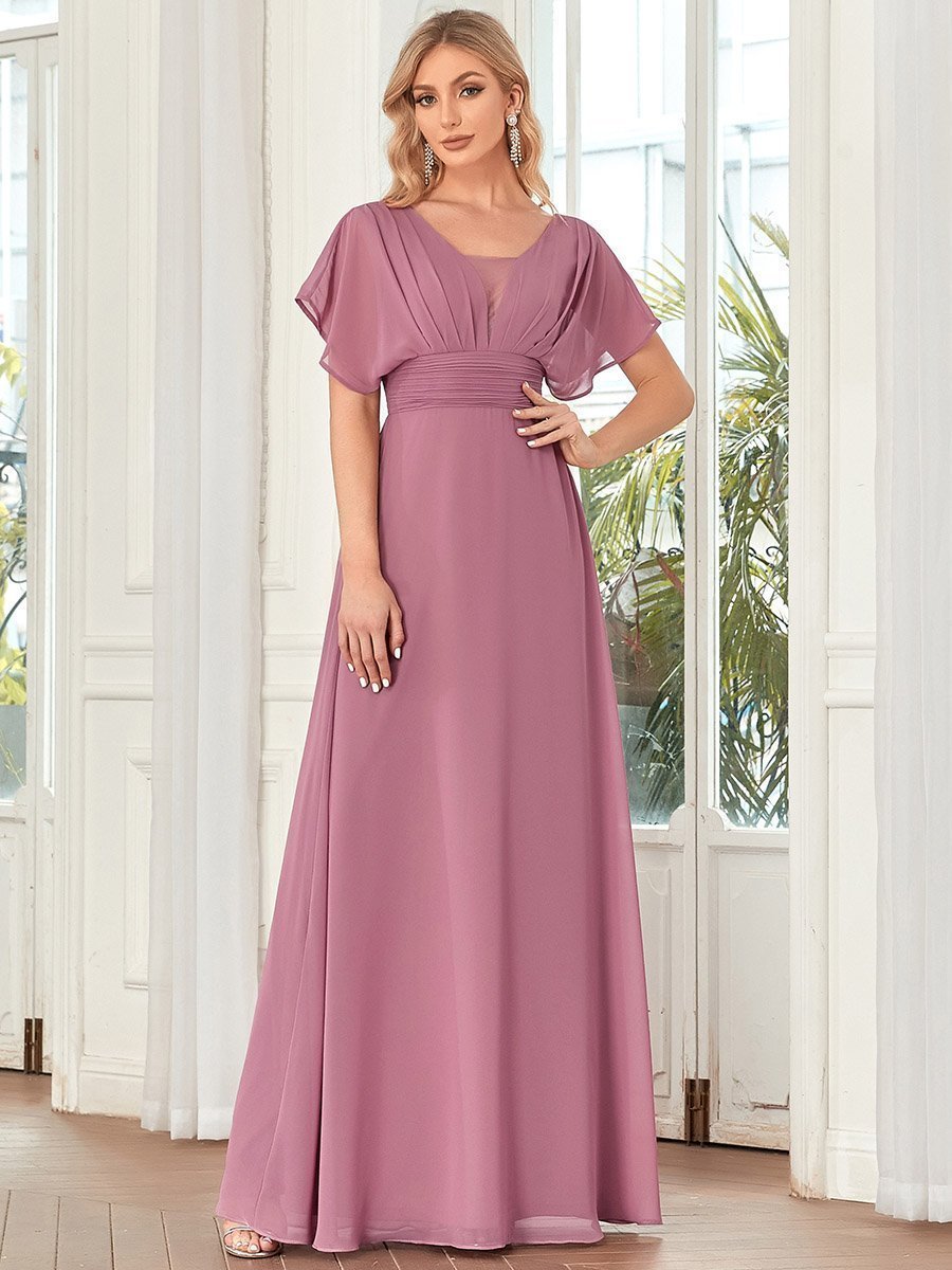 Casey short sleeve cape style bridesmaid dress - Bay Bridal and Ball Gowns