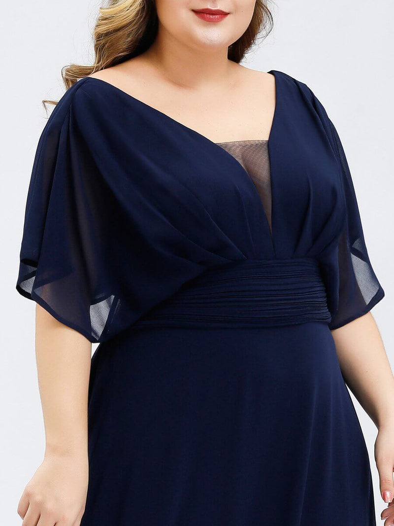 Casey short sleeve chiffon bridesmaid dress in navy s20 Express NZ wide - Bay Bridal and Ball Gowns