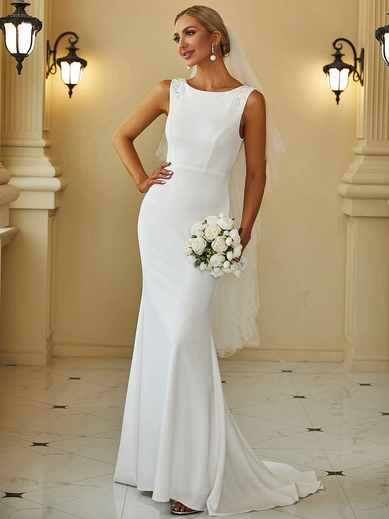 Off Shoulder Modest Long Big Ball Gowns Wedding Dress – Okdresses