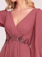 Cindy sleeved ball or evening dress in light pink s16 Express NZ wide - Bay Bridal and Ball Gowns