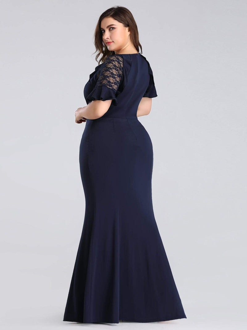Colleen short sleeve plus size dress in navy blue s18 Express NZ wide - Bay Bridal and Ball Gowns
