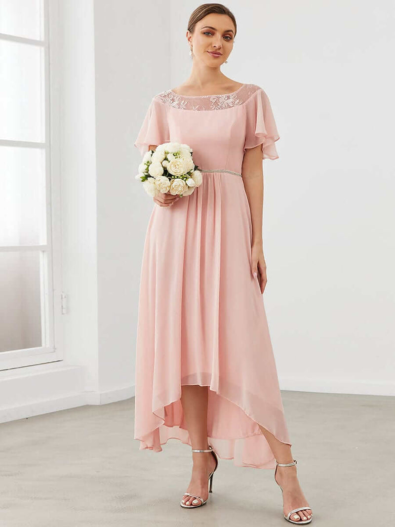 Connie chiffon tea length high low mother of the bride dress - Bay Bridal and Ball Gowns