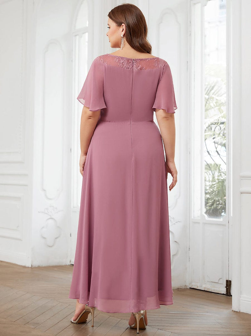 Connie high low mother of the bride dress in dusky rose Express NZ wide - Bay Bridal and Ball Gowns