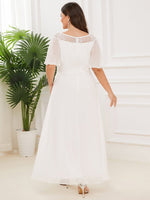 Connie tea length lace and chiffon wedding dress in ivory - Bay Bridal and Ball Gowns