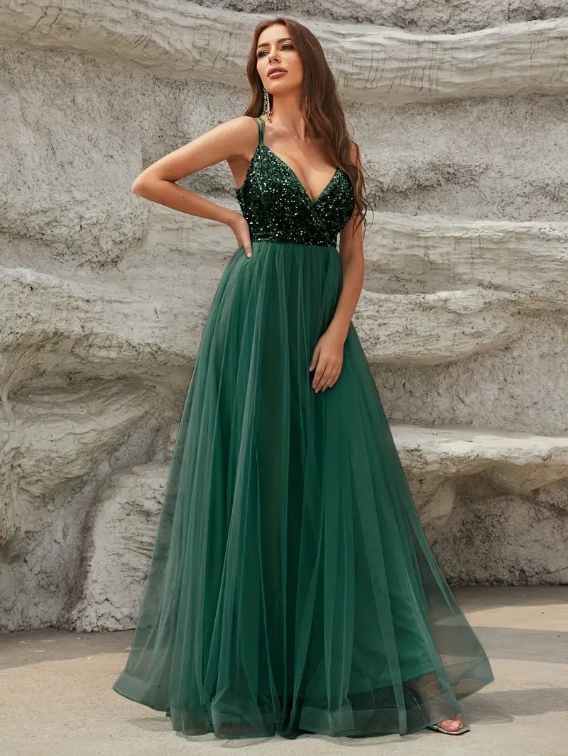 Constance strappy back satin ball dress in ever green Bay Bridal