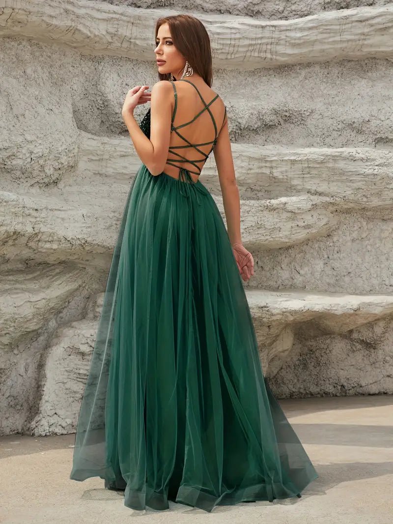 Constance strappy back forest green ball dress Express NZ wide - Bay Bridal and Ball Gowns