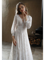 Cyndee boho sleeved wedding dress in Ivory/Nude Express NZ wide - Bay Bridal and Ball Gowns