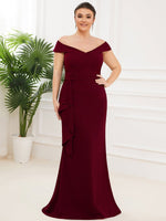 Daisy burgundy off shoulder party dress s20-22 Express NZ wide - Bay Bridal and Ball Gowns