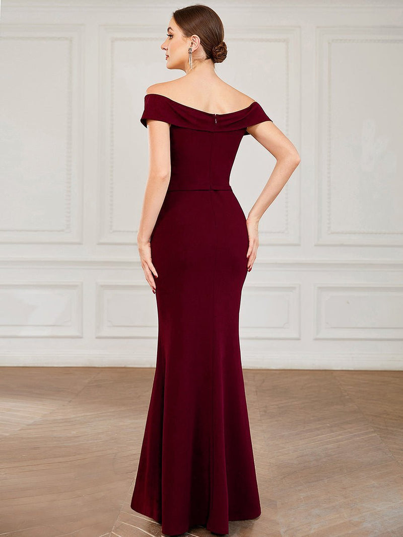 Daisy burgundy off shoulder party dress s20-22 Express NZ wide - Bay Bridal and Ball Gowns