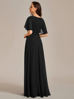 Darnika black short sleeve evening dress s24 Express NZ wide - Bay Bridal and Ball Gowns