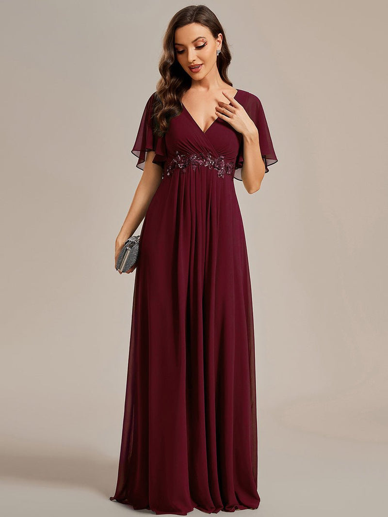Darnika burgundy chiffon evening dress Express NZ wide - Bay Bridal and Ball Gowns