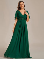 Darnika Emerald short sleeve evening or bridesmaid dress s20-22 - Bay Bridal and Ball Gowns