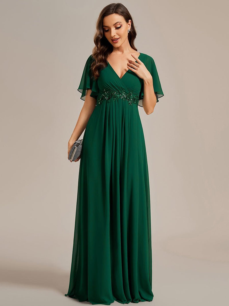 Darnika Emerald short sleeve evening or bridesmaid dress s20-22 - Bay Bridal and Ball Gowns