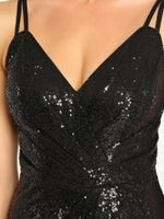 Dasi sequin ball dress with split in Black Express NZ wide - Bay Bridal and Ball Gowns
