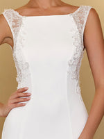 Deb fitted high neck wedding gown with fishtail in ivory Express NZ wide - Bay Bridal and Ball Gowns