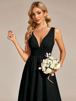 Delanie high low V neck dress in black Express NZ wide - Bay Bridal and Ball Gowns
