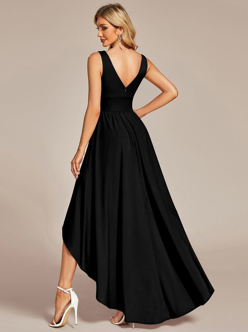Delanie high low V neck dress in black Express NZ wide - Bay Bridal and Ball Gowns