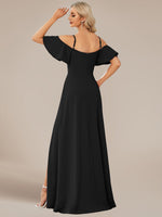 Diamond black drop sleeve ball dress with split Express NZ wide - Bay Bridal and Ball Gowns