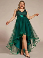 Dina high low green tulle and sequin dress size 10 Express NZ wide - Bay Bridal and Ball Gowns