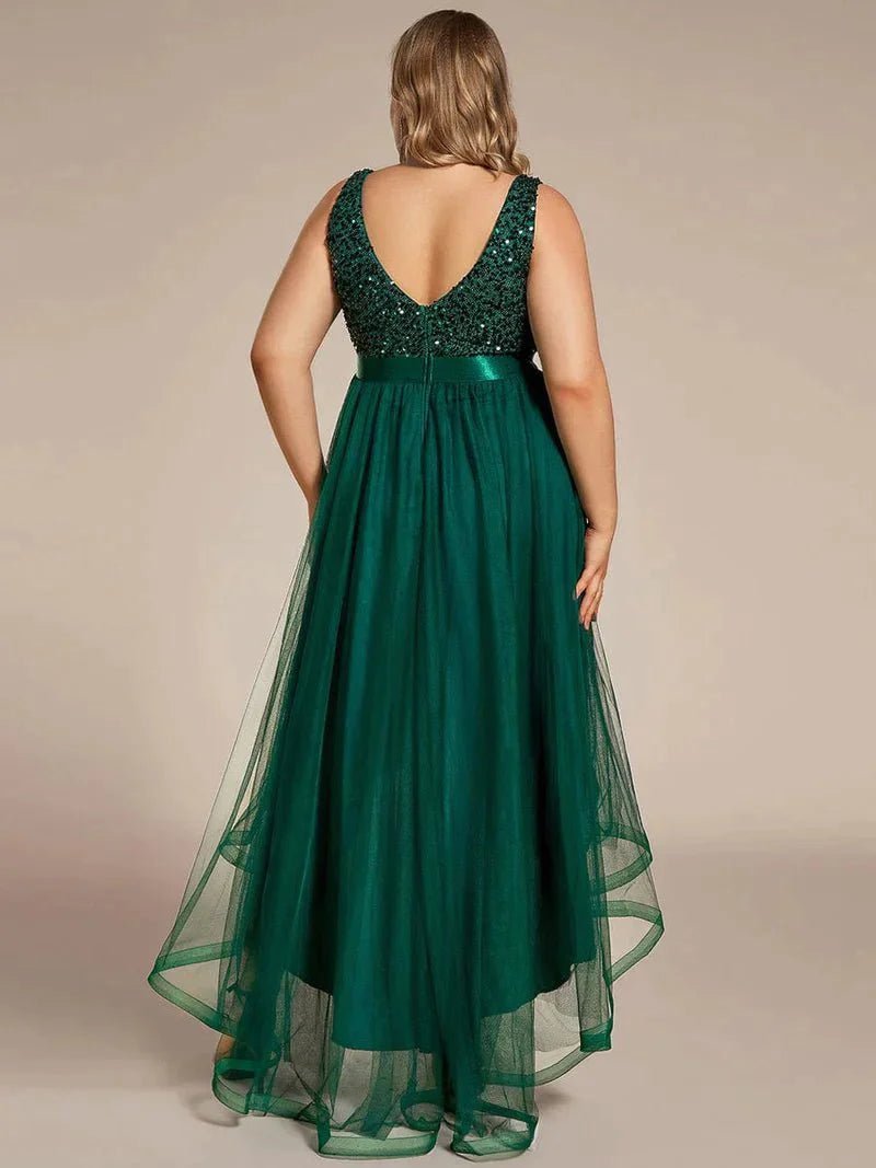 Dina high low green tulle and sequin dress size 10 Express NZ wide - Bay Bridal and Ball Gowns