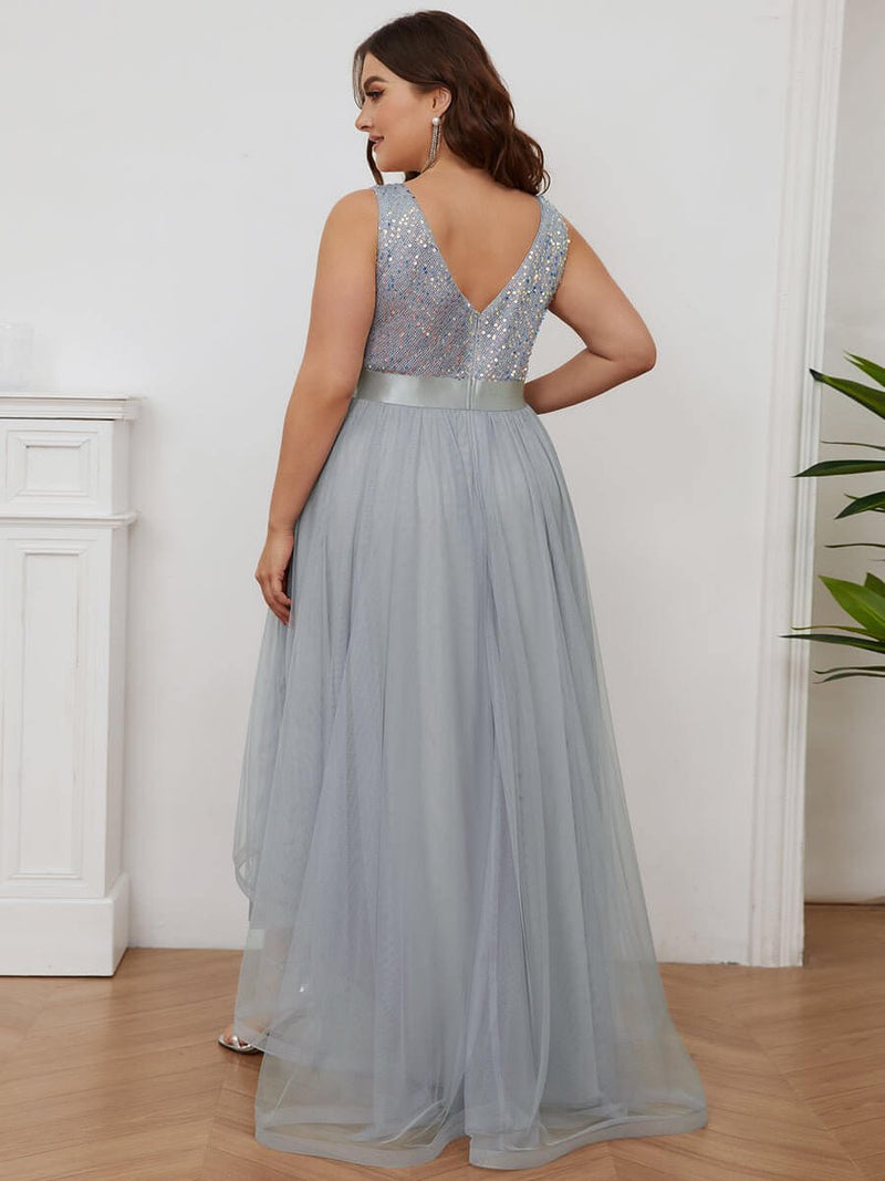 Dina high low tulle and sequin ball or evening dress - Bay Bridal and Ball Gowns