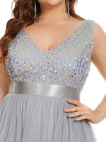 Dina high low tulle and sequin silver ball dress s12 Express NZ wide - Bay Bridal and Ball Gowns