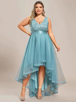 Dina high low tulle and sequin silver ball dress s12 Express NZ wide - Bay Bridal and Ball Gowns