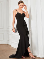Donna thin strap sweet heart ball dress with train in black Express NZ wide - Bay Bridal and Ball Gowns