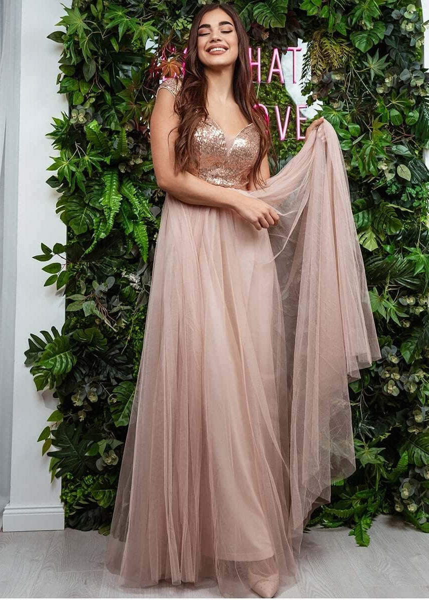 Dorine ball or evening dress in rose gold s12-14 Express NZ wide - Main Image