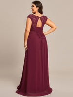 Dorothy burgundy lace and chiffon evening dress sz 22-24 Express NZ wide - Bay Bridal and Ball Gowns
