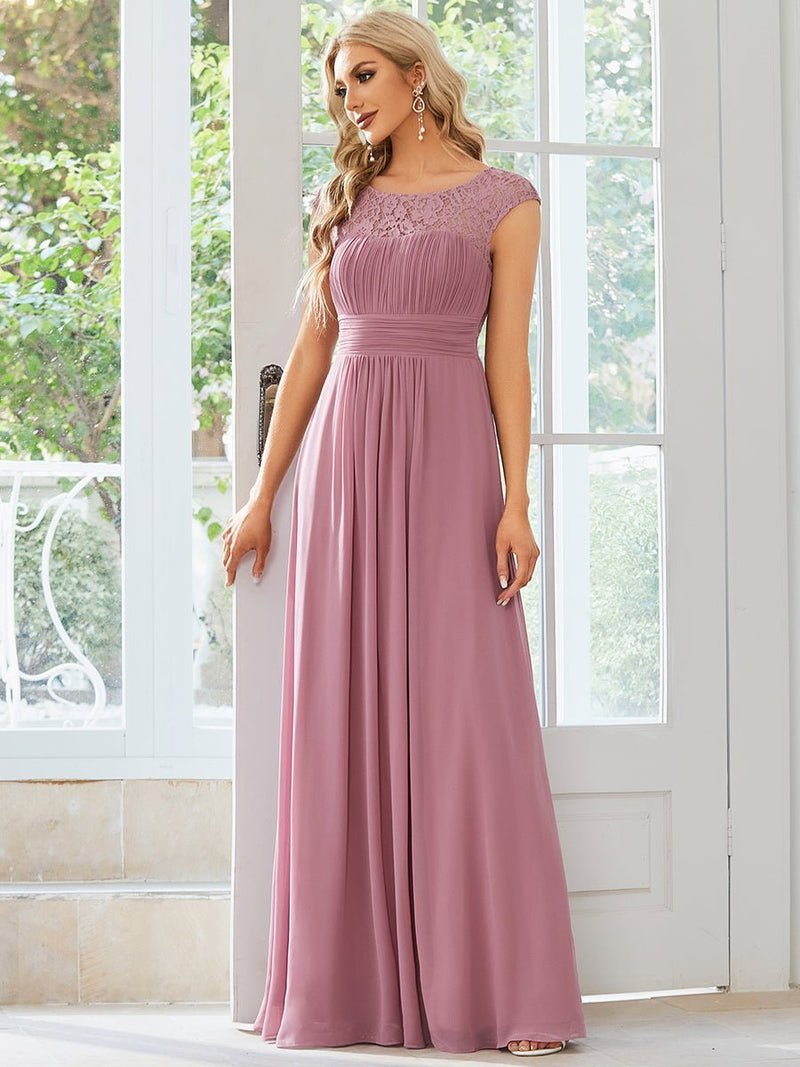 Dorothy dusky rose lace and chiffon bridesmaid dress s12 Express NZ wide - Bay Bridal and Ball Gowns