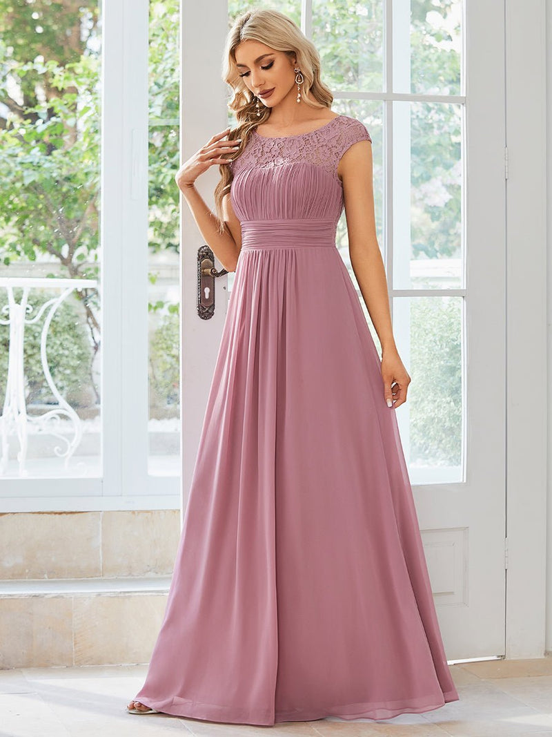Dorothy dusky rose lace and chiffon bridesmaid dress s12 Express NZ wide - Bay Bridal and Ball Gowns