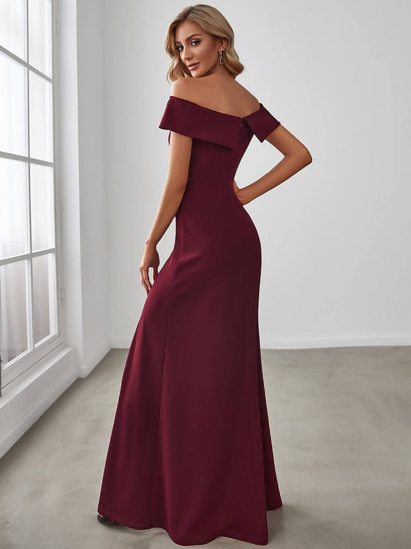 Eileen off shoulder full length Formal gown or bridesmaid dress - Bay Bridal and Ball Gowns