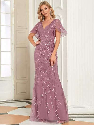 Eliza plus size event dress in dusky rose Express NZ wide - Bay Bridal and Ball Gowns