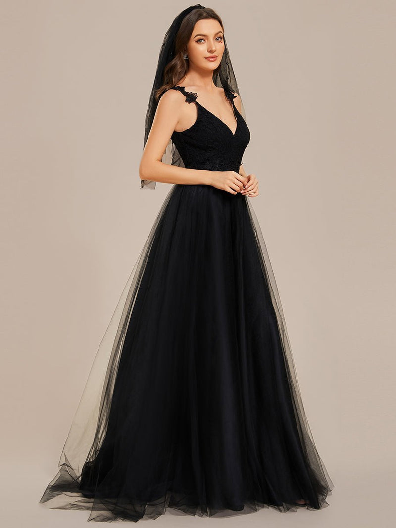 Elizabeth double V neck Black Wedding dress - Bay Bridal and Ball Gowns