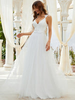 Elizabeth double V neck Wedding dress in ivory - Bay Bridal and Ball Gowns
