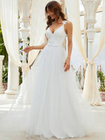 Elizabeth double V neck Wedding dress in ivory Express NZ wide - Bay Bridal and Ball Gowns