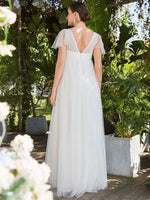 Erika maternity flutter sleeve wedding dress in ivory Express NZ wide - Bay Bridal and Ball Gowns