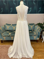 Faye Ivory wedding gown with lace bodice and chiffon skirt size 14 Express NZ wide - Bay Bridal and Ball Gowns