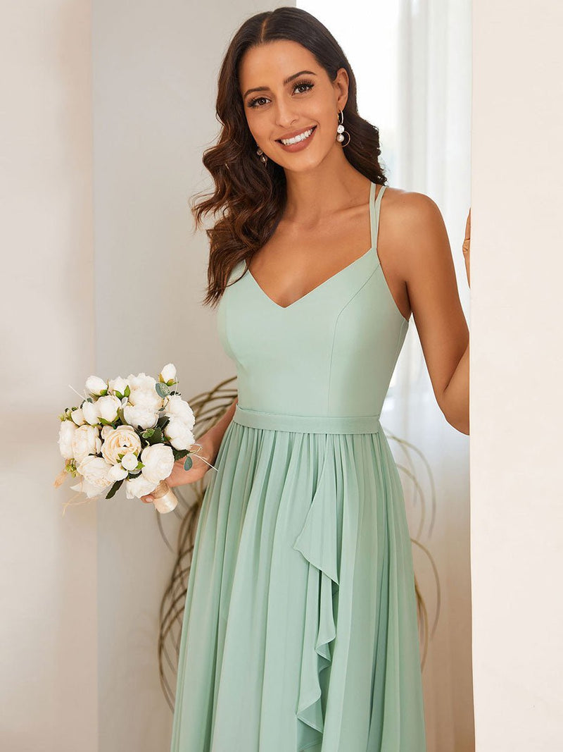 Flora hi low cross back bridesmaid dress in chiffon - Bay Bridal and Ball Gowns