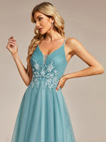 Frances high low school ball dress in dusky blue Express NZ wide - Bay Bridal and Ball Gowns