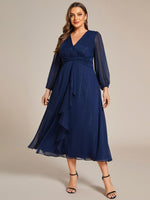 Francis sleeved mother of the groom ruffled dress in navy s12 Express NZ wide - Bay Bridal and Ball Gowns