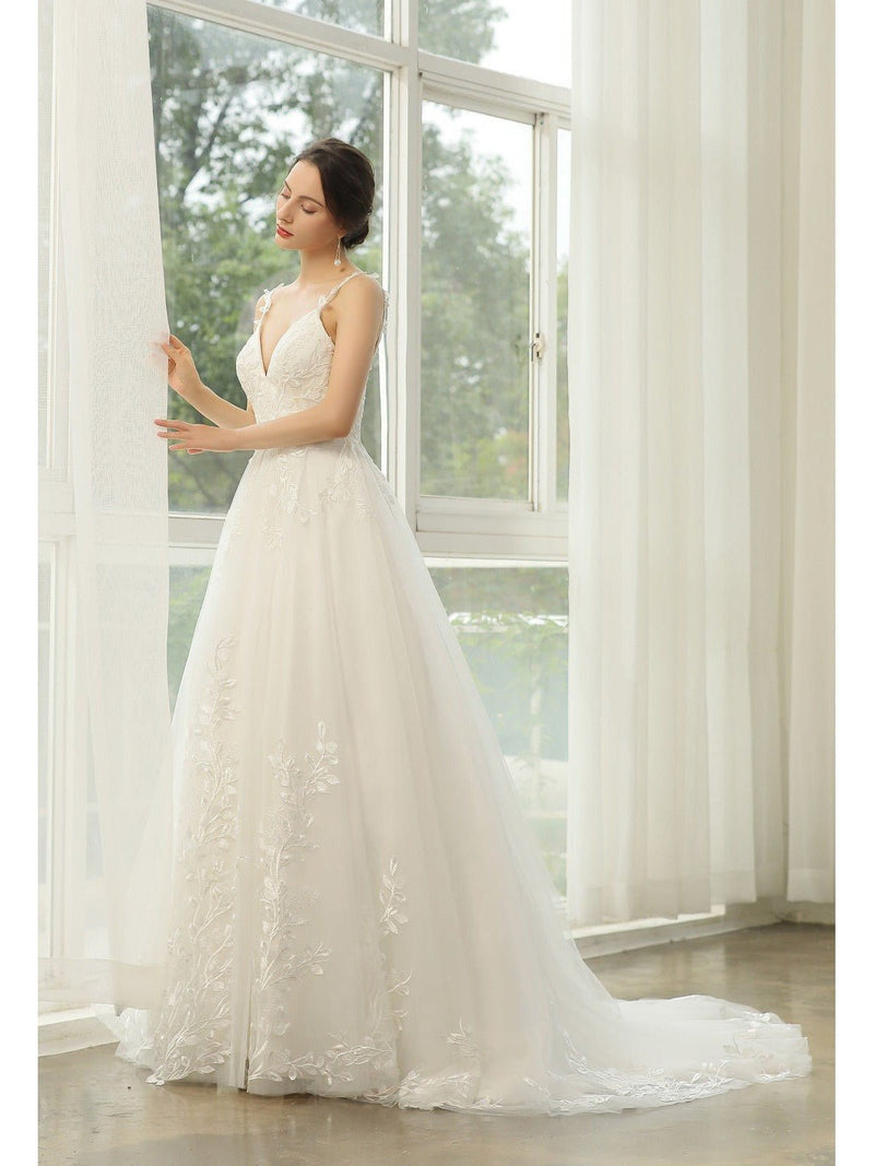 Freda ivory wedding gown with cut out back Express NZ wide - Bay Bridal and Ball Gowns