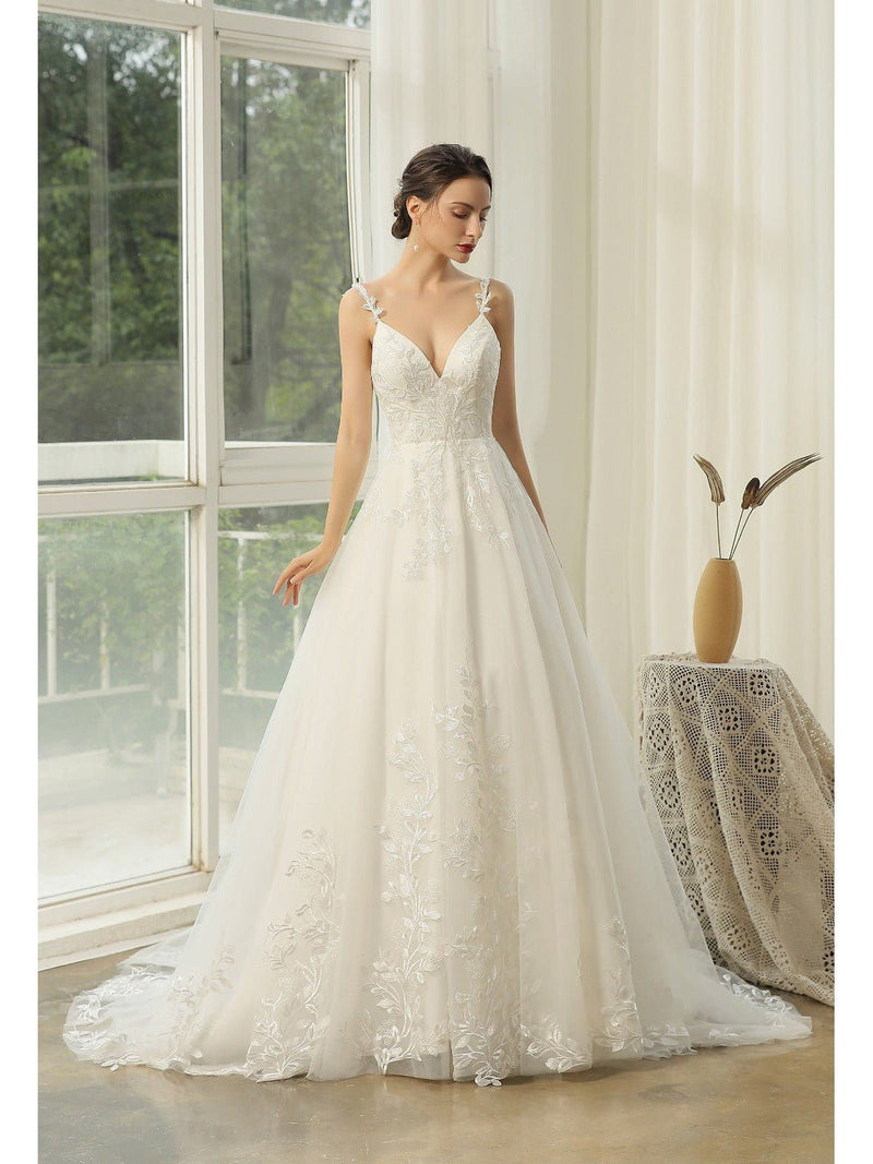 Freda ivory wedding gown with cut out back Express NZ wide - Bay Bridal and Ball Gowns