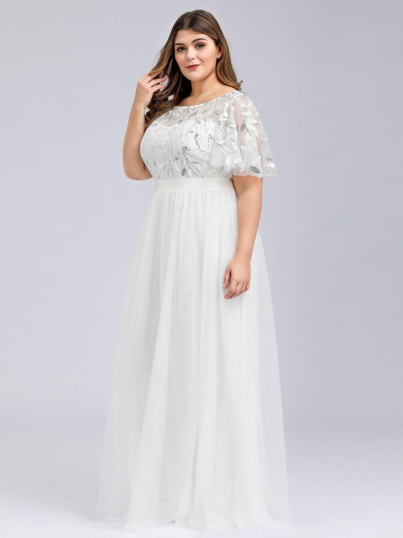 Georgia flutter sleeve leaf patterned tulle wedding dress in Ivory - Bay Bridal and Ball Gowns