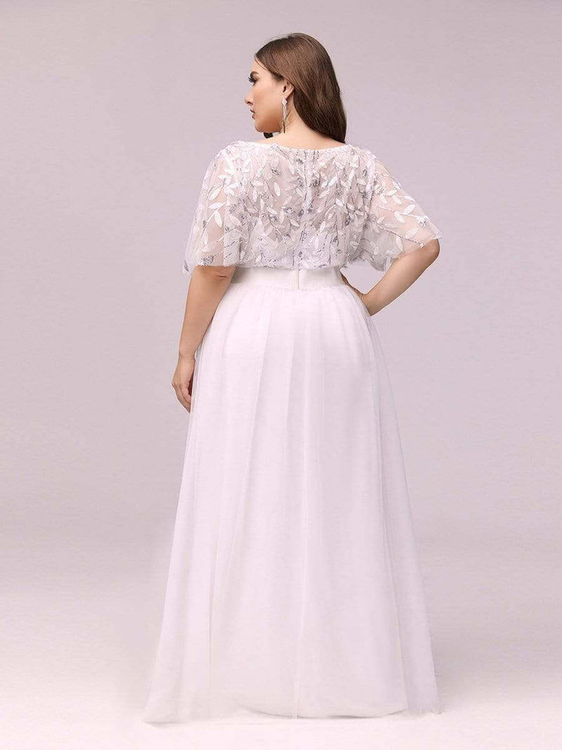 Georgia flutter sleeve leaf patterned tulle wedding dress in Ivory - Bay Bridal and Ball Gowns