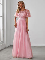 Georgia flutter sleeve tulle bridesmaid dress in light pink Express NZ wide! - Bay Bridal and Ball Gowns